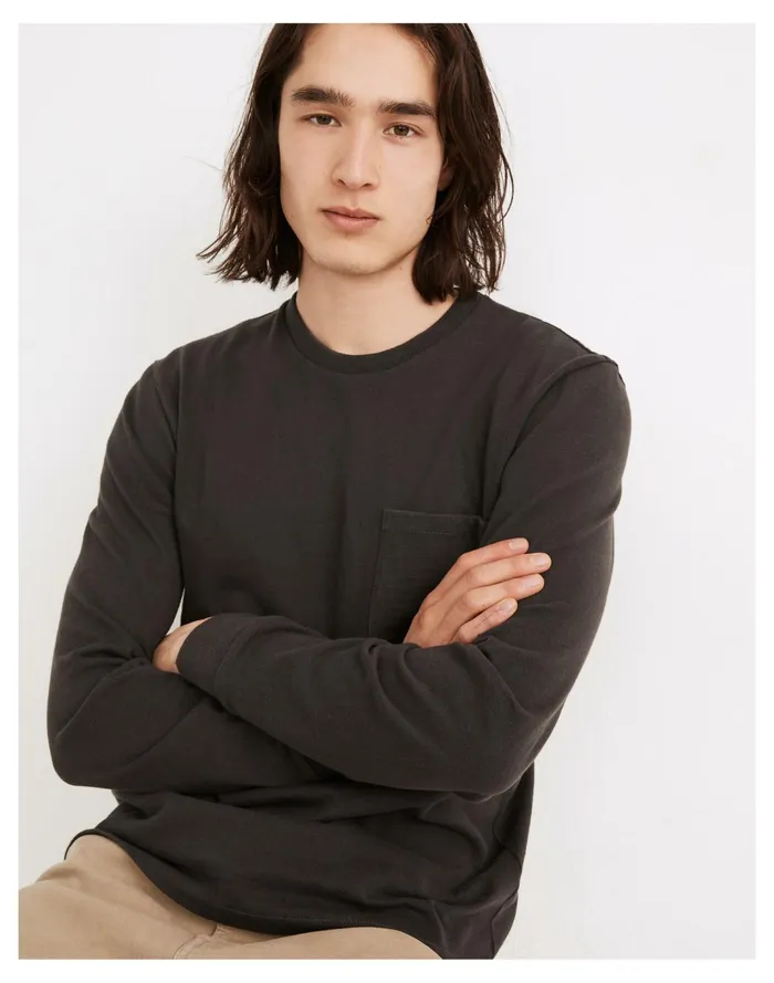 Men Relaxed Long Sleeve Tee Black Coal Madewell Tees Men Relaxed Long Sleeve Tee Black Coal Madewell Tees