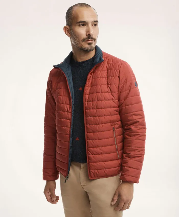 Men Reversible Down Puffer Jacket Red Brooks Brothers Coats and Jackets