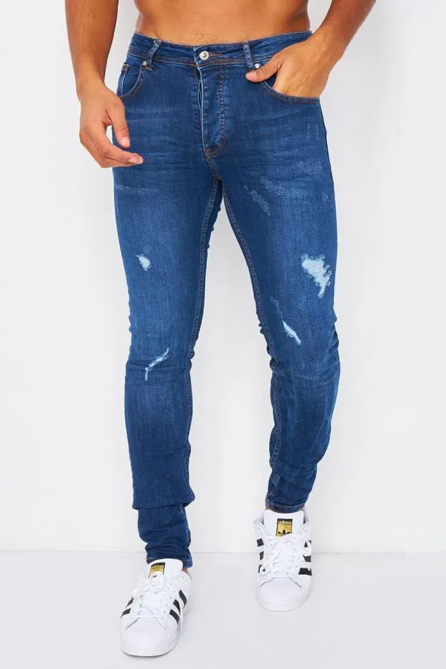 Men Ripped Brentiny Jean In Blue Blue Brentiny Paris Jeans