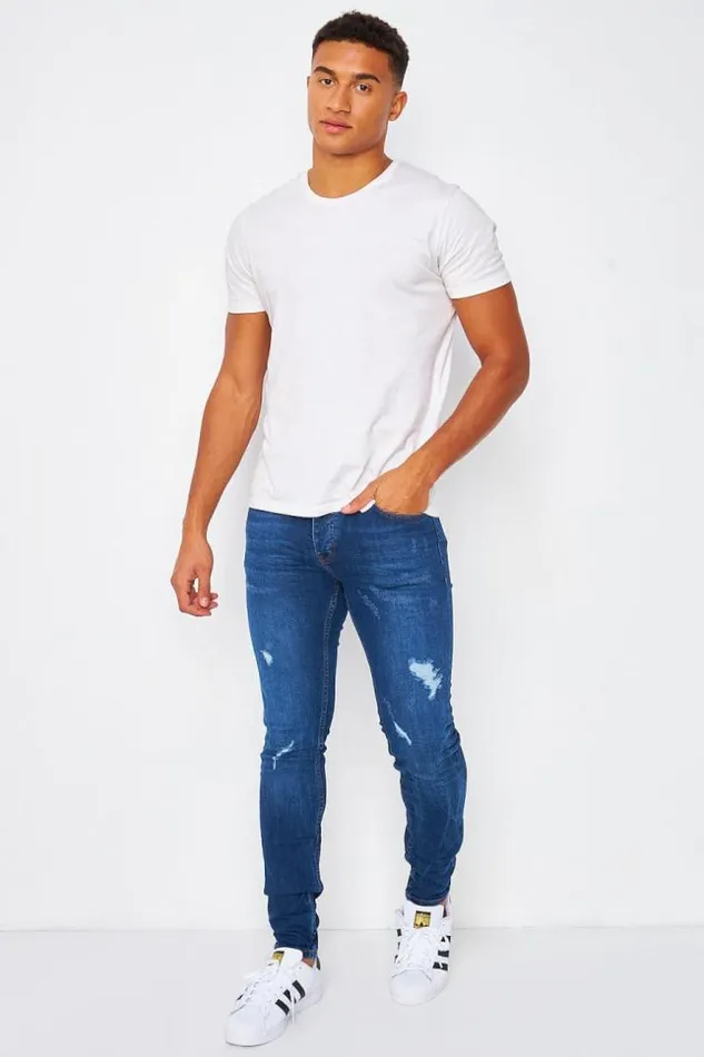 Men Ripped Brentiny Jean In Blue Blue Brentiny Paris Jeans