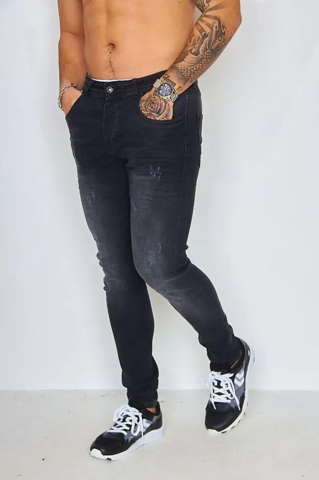 Men Scratched Brentiny Jeans In Black Black Brentiny Paris Jeans