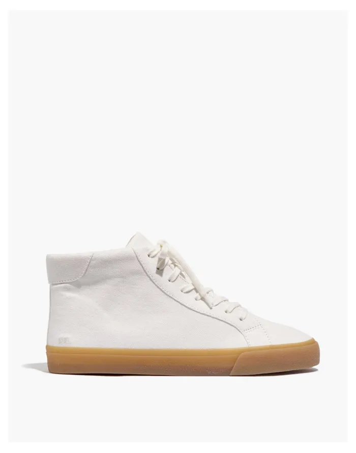 Men Sidewalk High Top Sneakers In Recycled Canvas Pale Parchment Madewell Sneakers