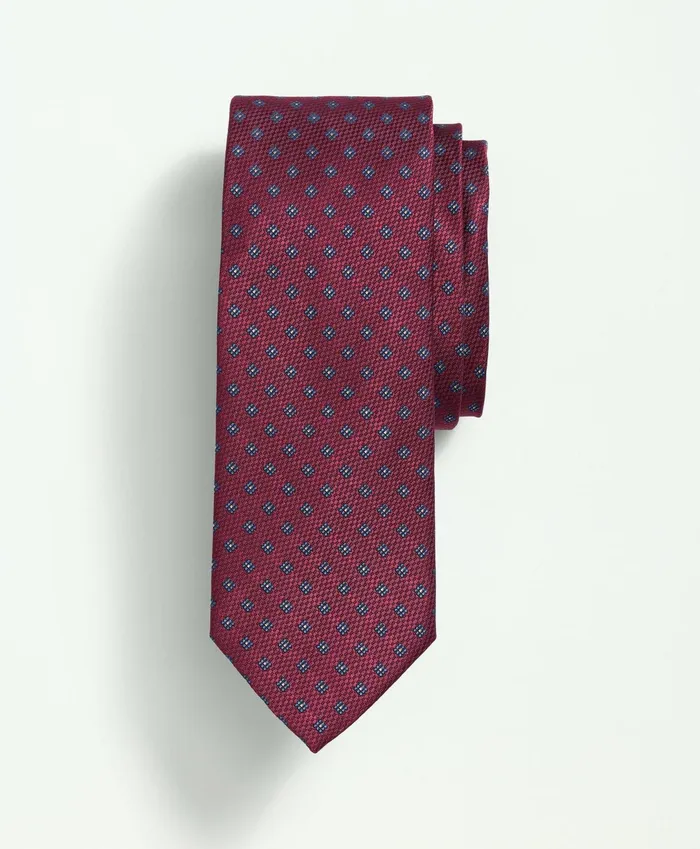 Men Silk Mini Square Flower Tie Purple Brooks Brothers Ties and Pocket Squares