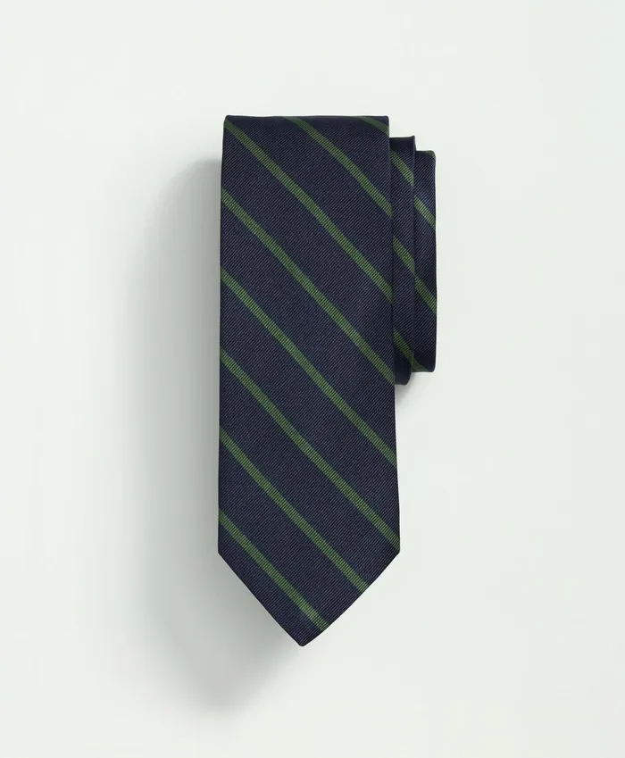Men Silk Rep Striped Tie Navygreen Brooks Brothers Ties and Pocket Squares
