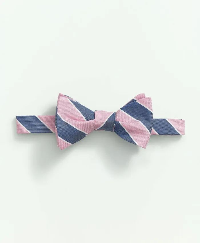 Men Silk Striped Bow Tie Pink Brooks Brothers Ties and Pocket Squares