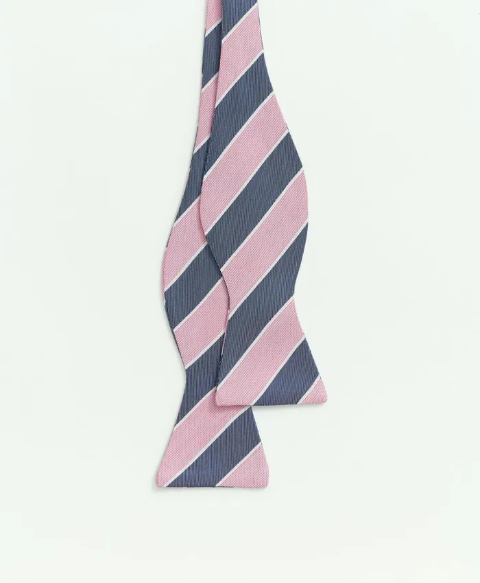 Men Silk Striped Bow Tie Pink Brooks Brothers Ties and Pocket Squares