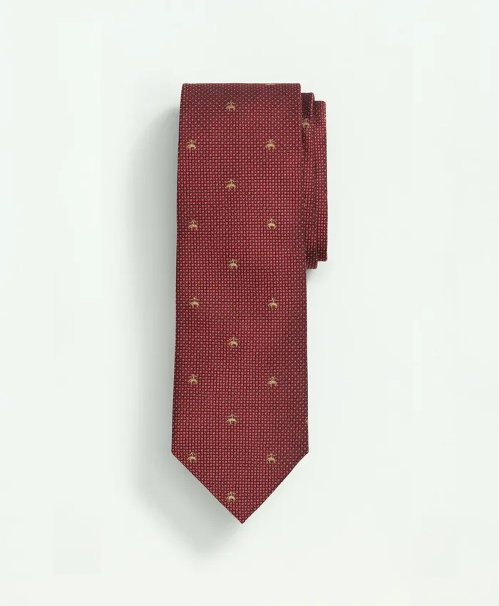 Men Silk Tie Fleece Mini Square Pattern Tie Red Brooks Brothers Ties and Pocket Squares