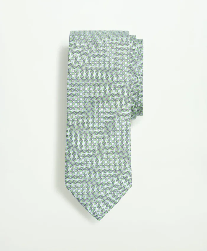 Men Silk Twill Cane Pattern Tie Green Brooks Brothers Ties and Pocket Squares
