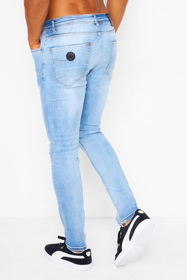 Men Slim Fit Jean With Rips In Light Blue Project X 8211 Tp21062 Bleuclair Brentiny Paris Jeans