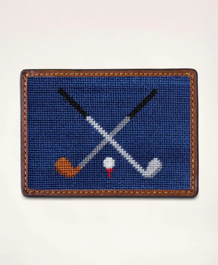 Men Smathers and Branson Cotton Needlepoint Card Case Multi Brooks Brothers Bags and Leather Goods