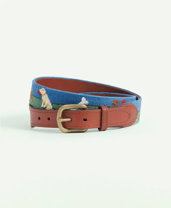 Men Smathers and Branson Needlepoint Belt Multi Brooks Brothers Belts