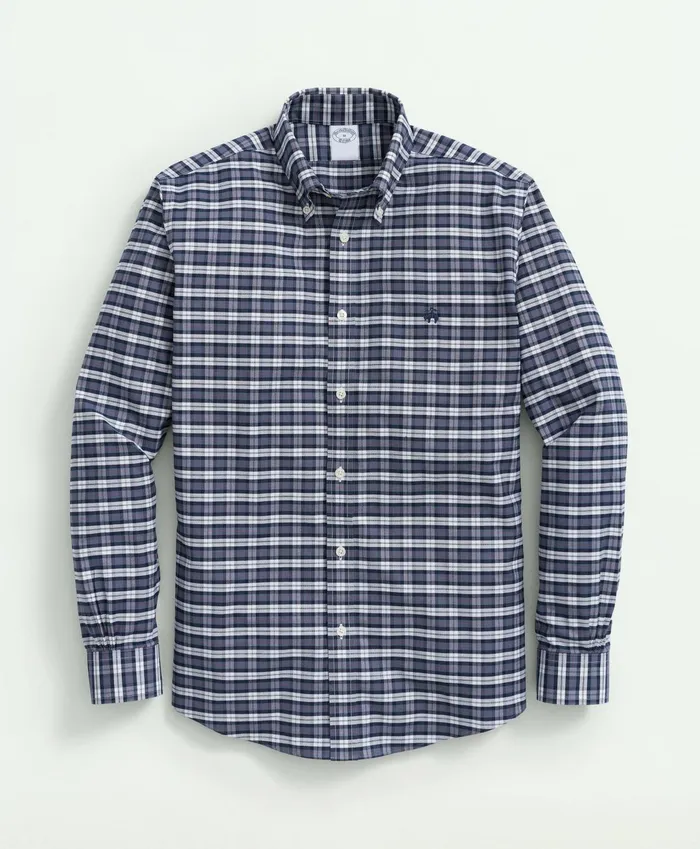 Men Stretch Cotton NonIron Oxford Polo ButtonDown Collar Tartan Shirt Dark Blue Brooks Brothers Sport Shirts Men Stretch Cotton NonIron Oxford Polo ButtonDown Collar Tartan Shirt Dark Blue Brooks Brothers Sport Shirts
