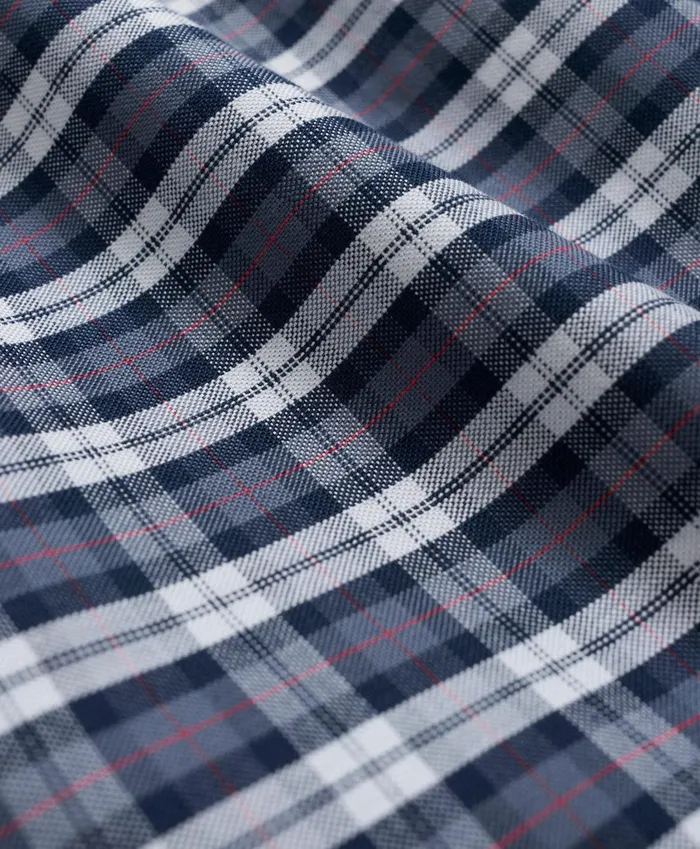Men Stretch Cotton NonIron Oxford Polo ButtonDown Collar Tartan Shirt Dark Blue Brooks Brothers Sport Shirts