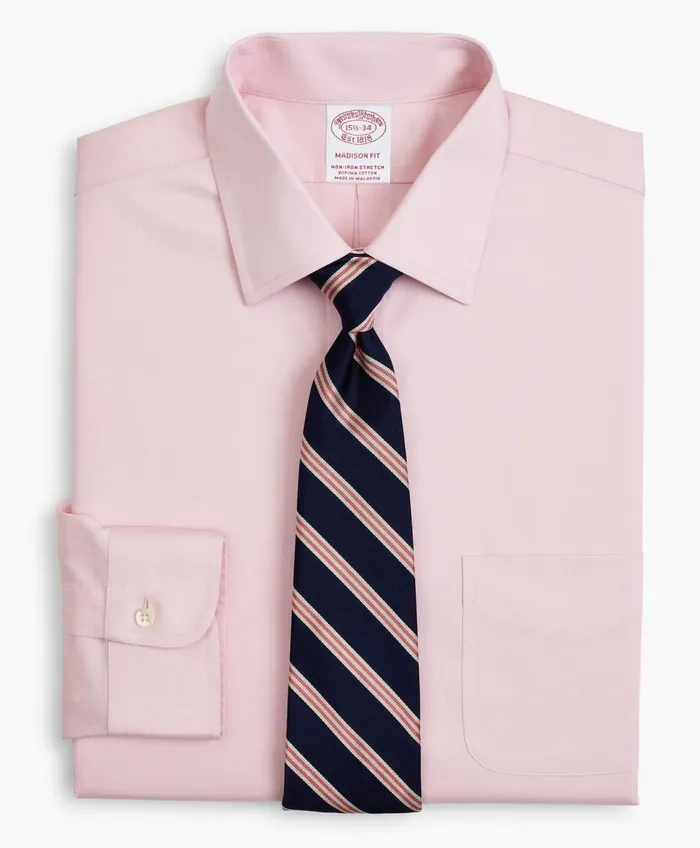 Men Stretch Madison RelaxedFit Dress Shirt NonIron Pinpoint Ainsley Collar Pink Brooks Brothers Dress Shirts Men Stretch Madison RelaxedFit Dress Shirt NonIron Pinpoint Ainsley Collar Pink Brooks Brothers Dress Shirts