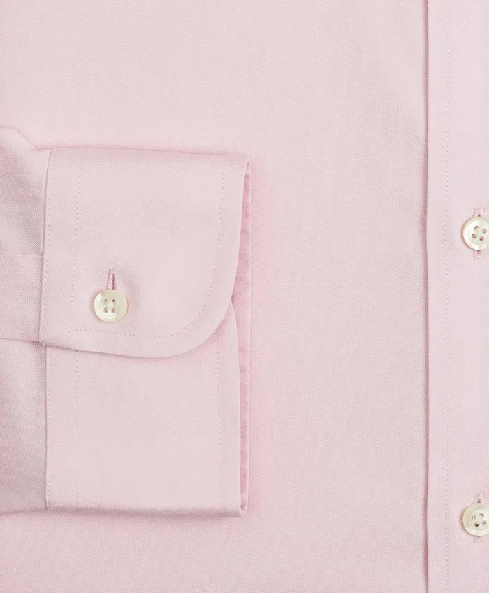 Men Stretch Madison RelaxedFit Dress Shirt NonIron Pinpoint Ainsley Collar Pink Brooks Brothers Dress Shirts
