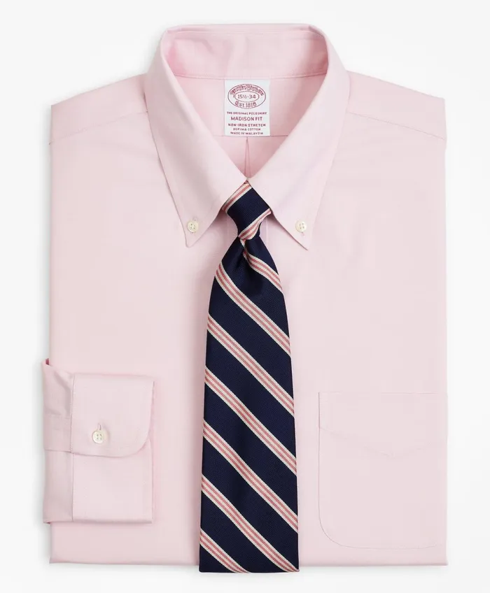 Men Stretch Madison RelaxedFit Dress Shirt NonIron Pinpoint ButtonDown Collar Pink Brooks Brothers Dress Shirts Men Stretch Madison RelaxedFit Dress Shirt NonIron Pinpoint ButtonDown Collar Pink Brooks Brothers Dress Shirts