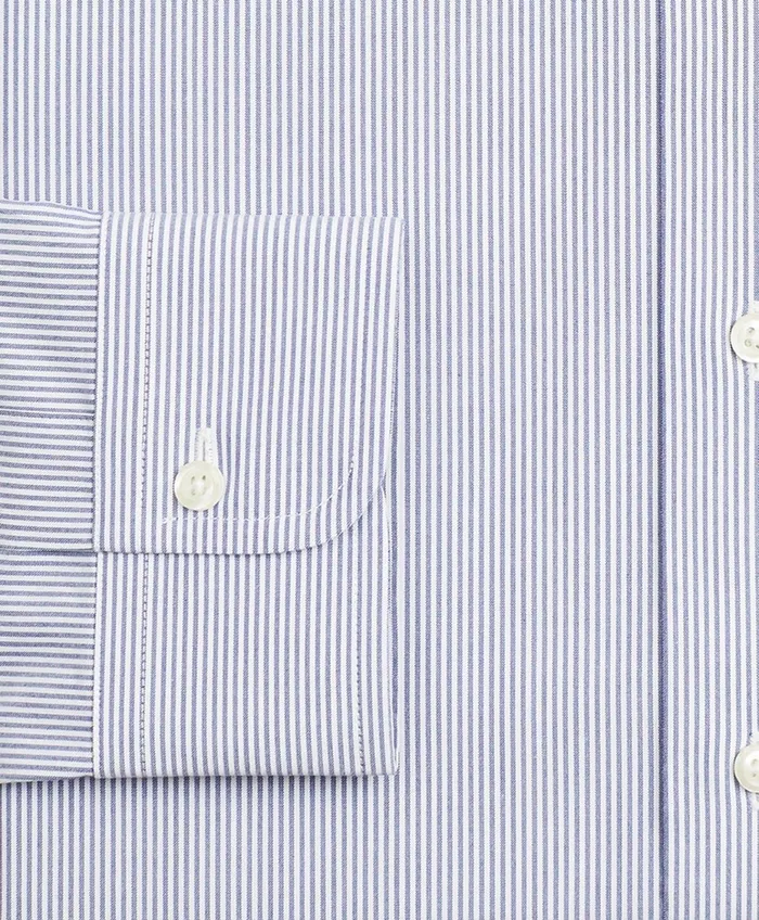 Men Stretch Madison RelaxedFit Dress Shirt NonIron Poplin ButtonDown Collar Fine Stripe Navy Brooks Brothers Dress Shirts