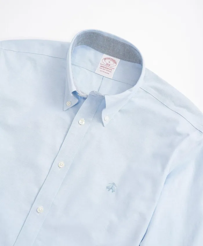 Men Stretch Madison RelaxedFit Sport Shirt NonIron Oxford Blue Brooks Brothers Sport Shirts