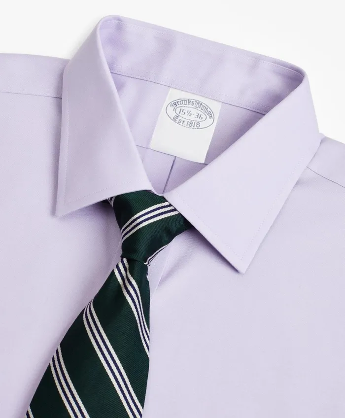 Men Stretch Supima Cotton NonIron Pinpoint Oxford Ainsley Collar Dress Shirt Lavender Brooks Brothers Dress Shirts