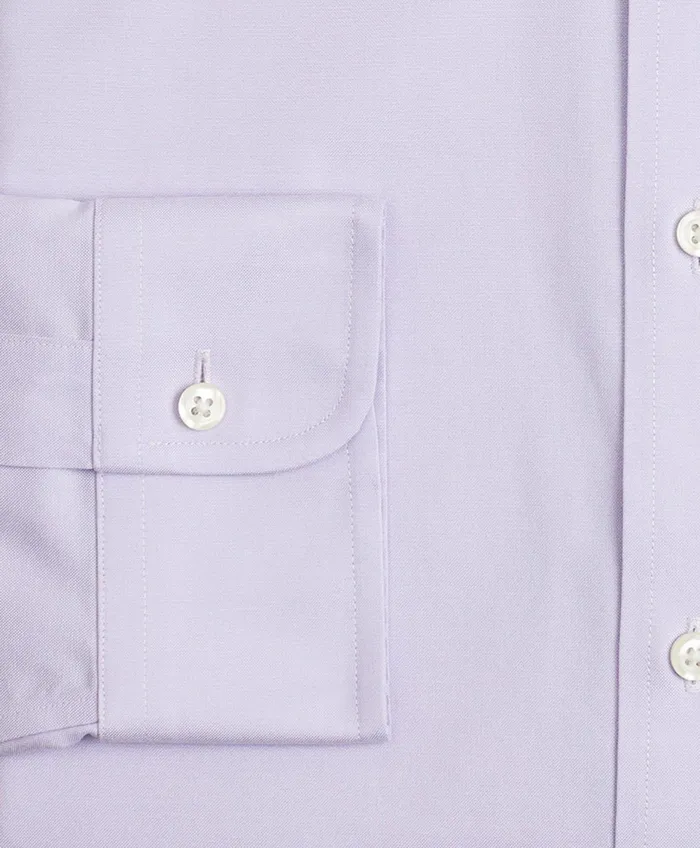 Men Stretch Supima Cotton NonIron Pinpoint Oxford Ainsley Collar Dress Shirt Lavender Brooks Brothers Dress Shirts
