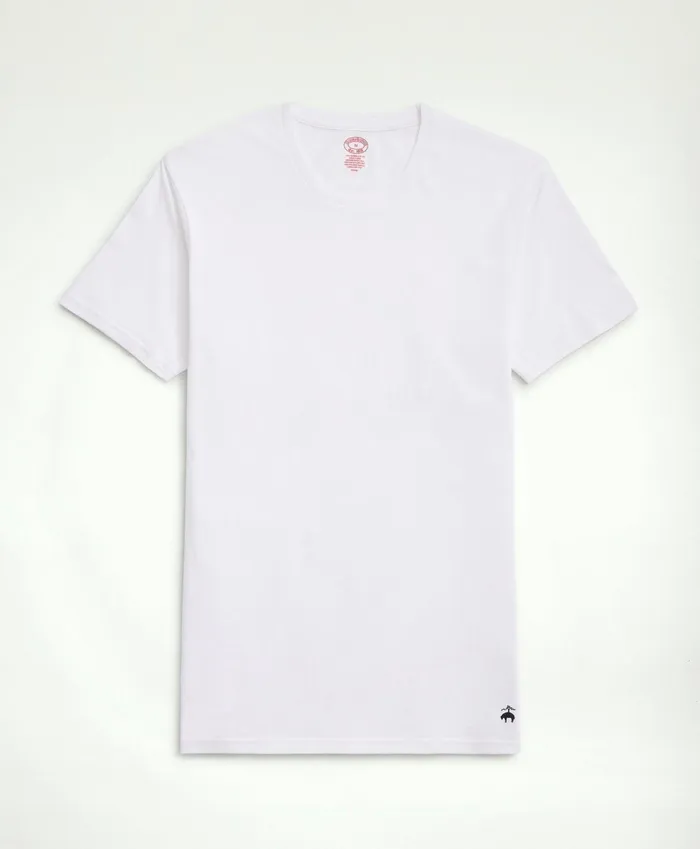 Men Supima Cotton Crewneck 3 Pack TShirts White Brooks Brothers Underwear