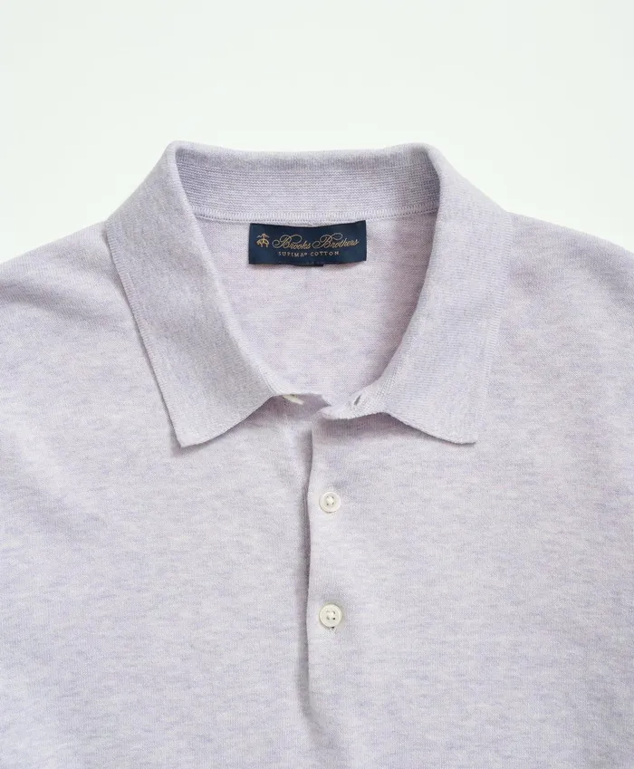 Men Supima Cotton ShortSleeve Polo Sweater Light Purple Heather Brooks Brothers Sweaters