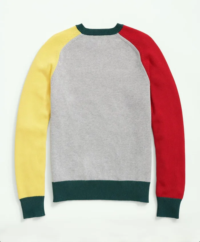 Men Supima Crewneck ColorBlock Fun Sweater Navy Multi Brooks Brothers Sweaters