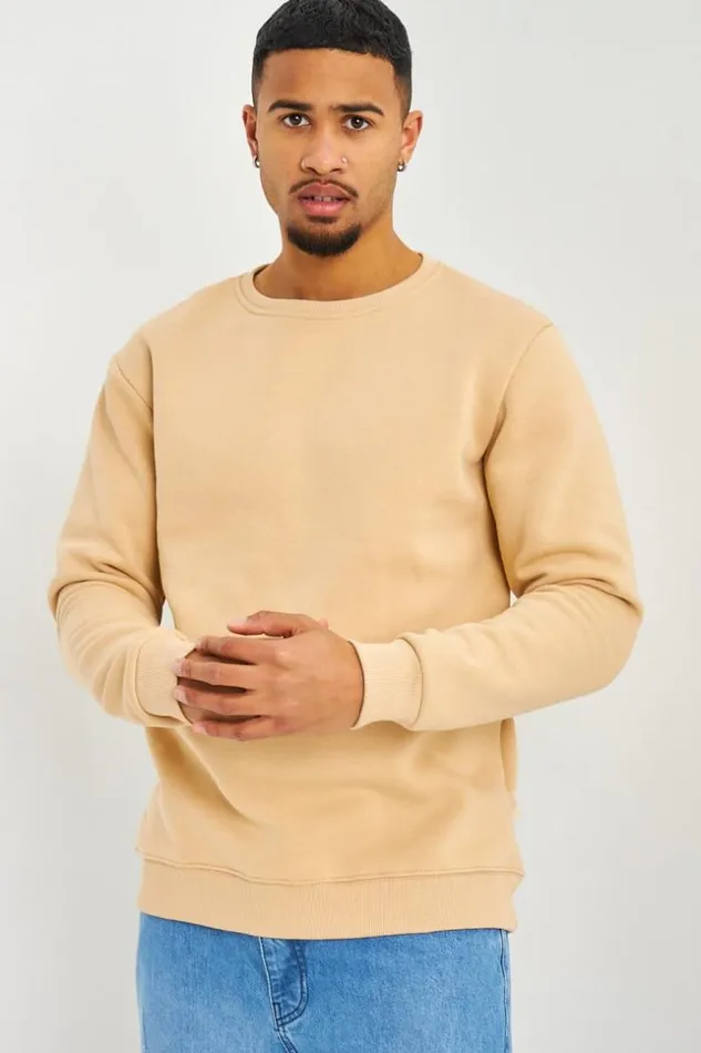 Men Sweat Beige Col Rond Beige Brentiny Paris Sweatshirts and Pullovers