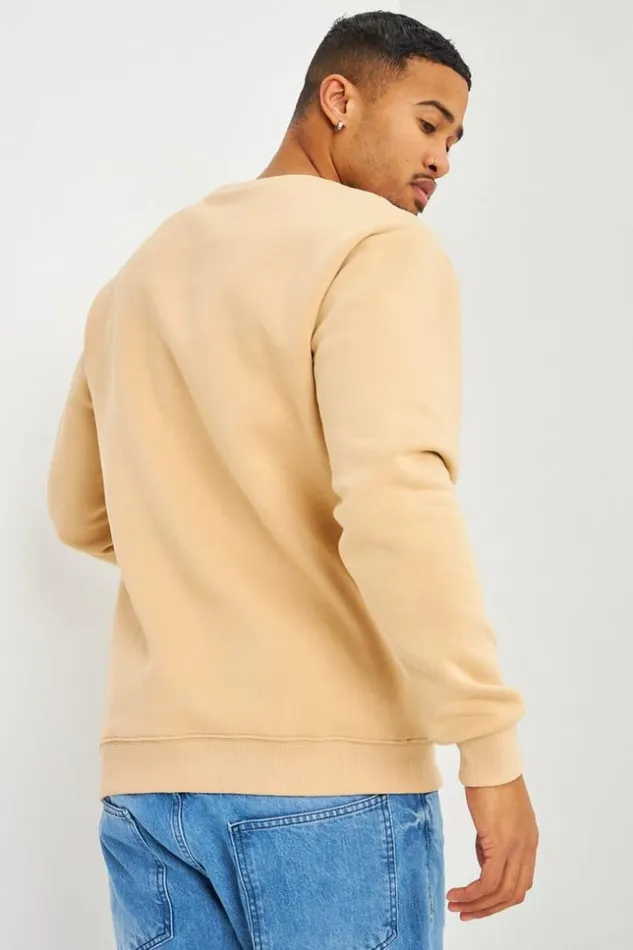 Men Sweat Beige Col Rond Beige Brentiny Paris Sweatshirts and Pullovers