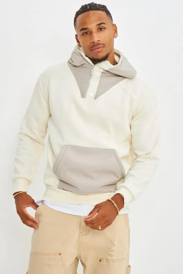 Men Sweat Bicolor Beige Et Gris Capuche Beige Brentiny Paris Sweatshirts and Pullovers