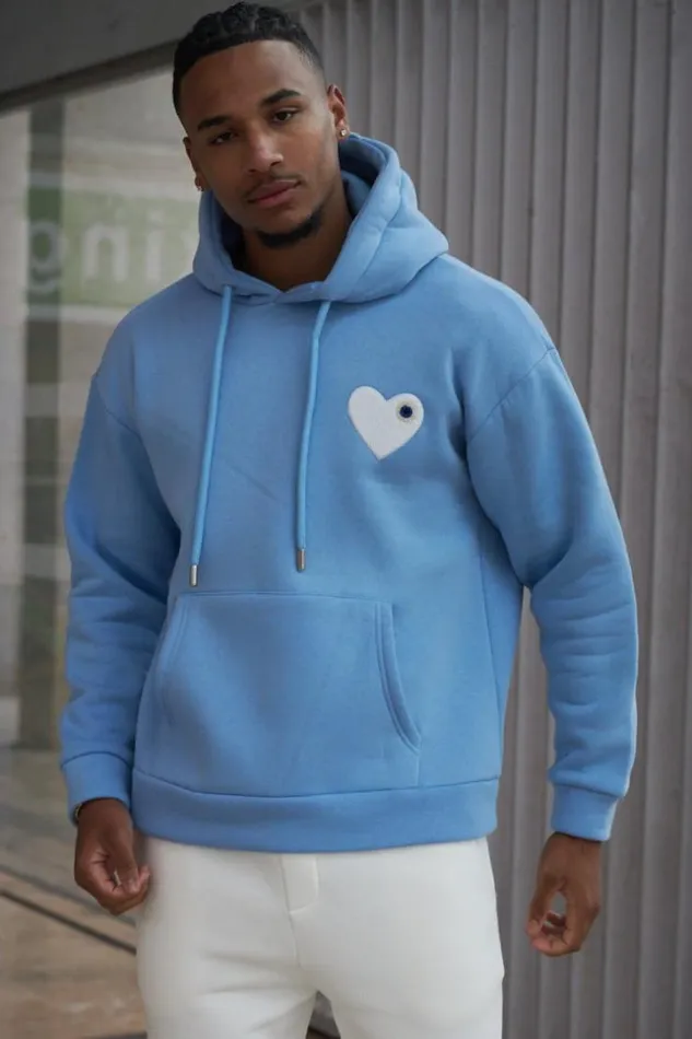 Men Sweat Capuche Bleu 034Coeur 034 Blue Brentiny Paris Sweatshirts and Pullovers Men Sweat Capuche Bleu 034Coeur 034 Blue Brentiny Paris Sweatshirts and Pullovers