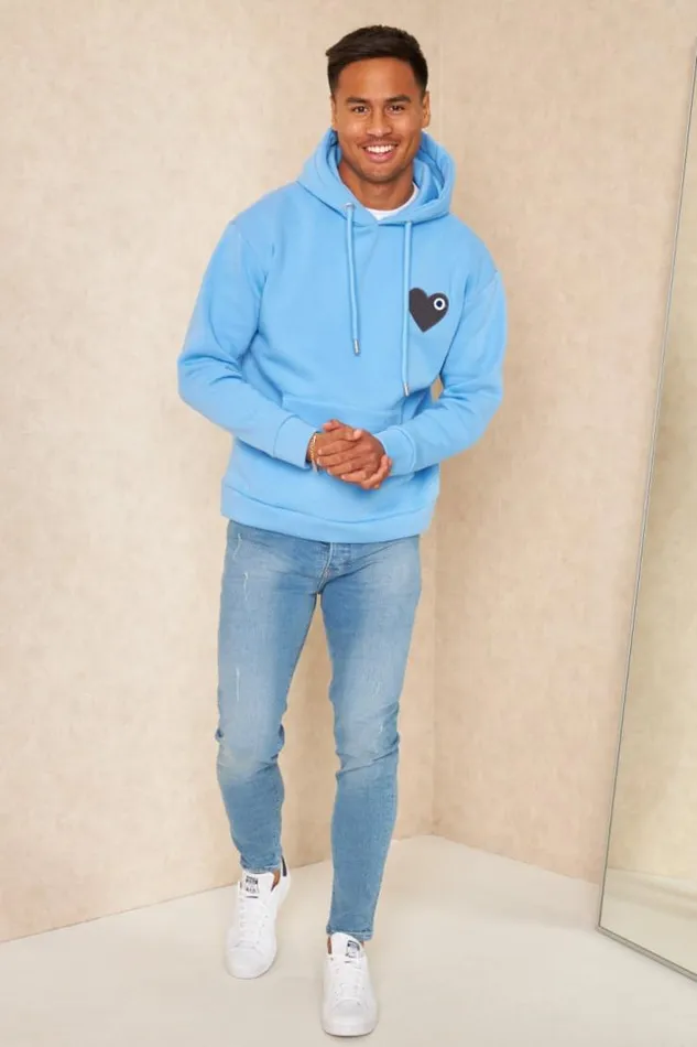 Men Sweat Capuche Coeur Brod Bleu Clair Blue Brentiny Paris Sweatshirts and Pullovers Men Sweat Capuche Coeur Brod Bleu Clair Blue Brentiny Paris Sweatshirts and Pullovers