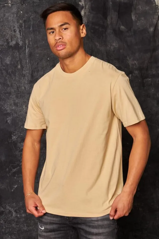 Men TShirt Basique Manches Courtes Beige Beige Brentiny Paris TShirts