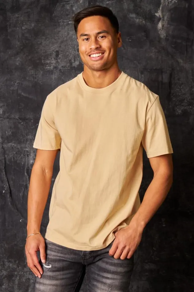 Men TShirt Basique Manches Courtes Beige Beige Brentiny Paris TShirts