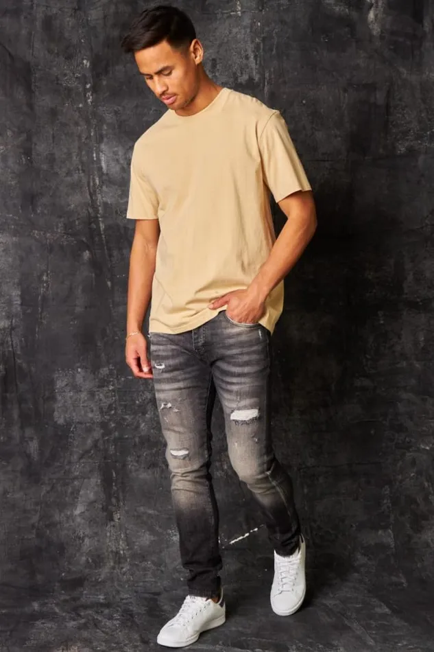 Men TShirt Basique Manches Courtes Beige Beige Brentiny Paris TShirts