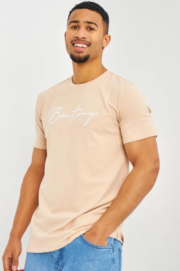 Men TShirt Beige Logo Brentiny En Relief Beige Brentiny Paris TShirts