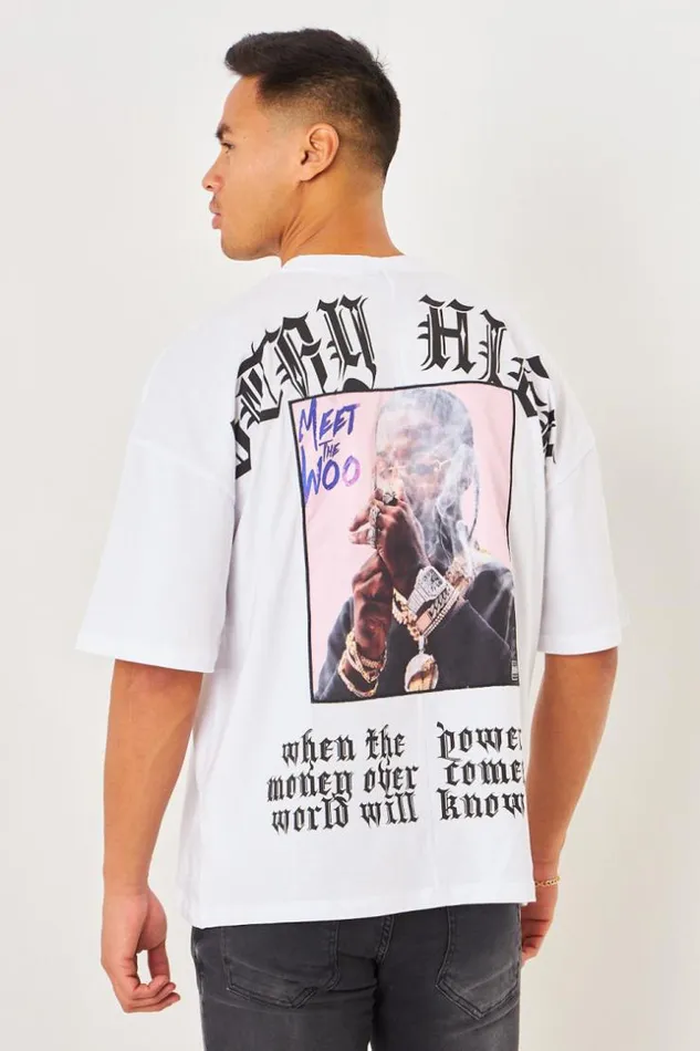 Men TShirt Blanc 034Pop Smoke034 White Brentiny Paris TShirts