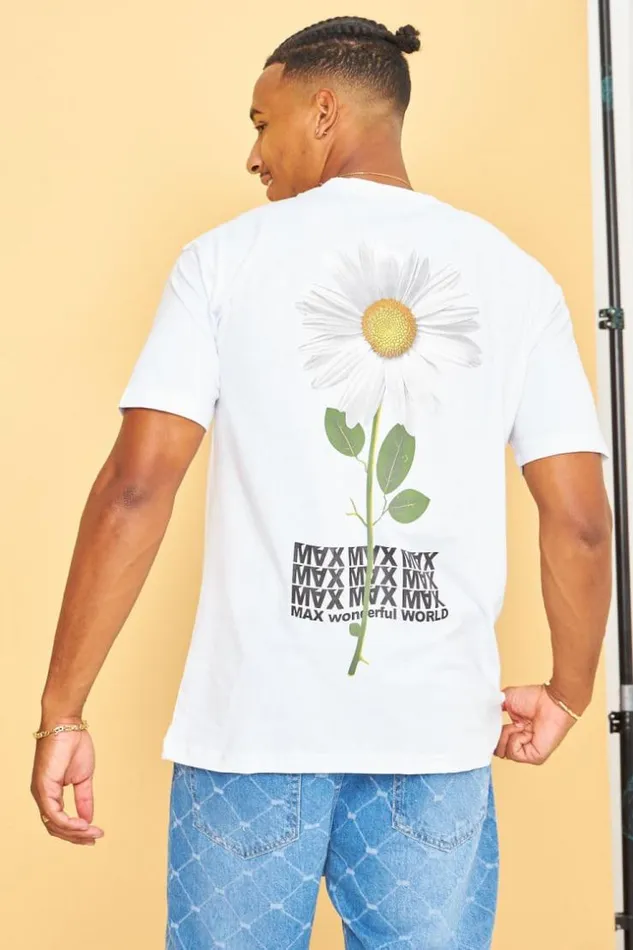 Men TShirt Fleurs 034Marguerite034 Blanc White Brentiny Paris TShirts