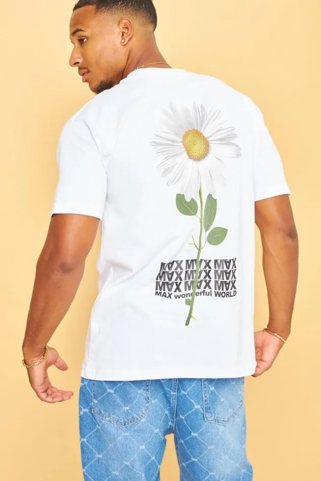 Men TShirt Fleurs 034Marguerite034 Blanc White Brentiny Paris TShirts