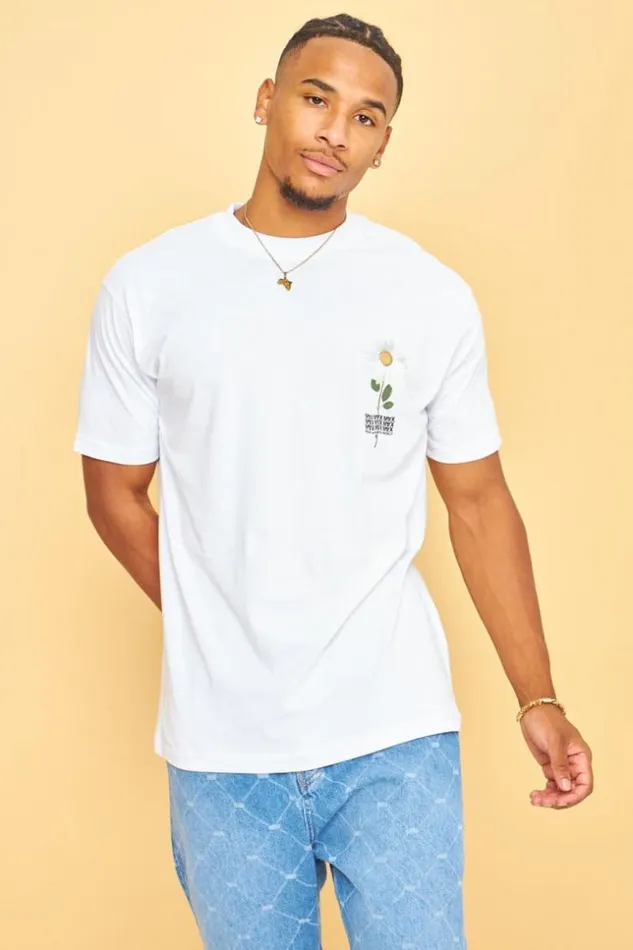 Men TShirt Fleurs 034Marguerite034 Blanc White Brentiny Paris TShirts