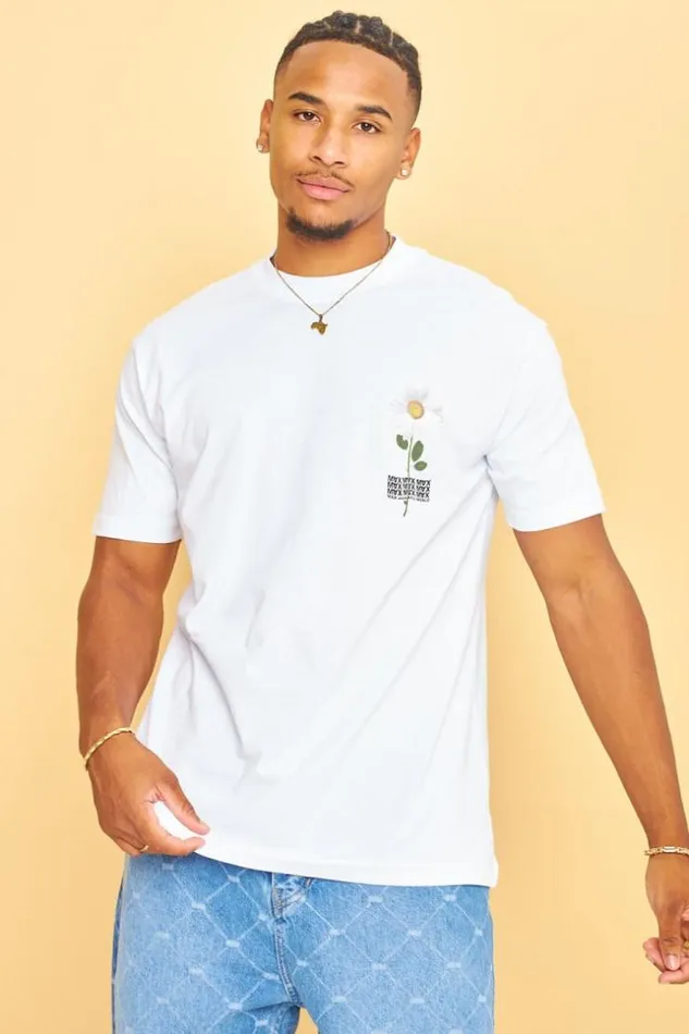 Men TShirt Fleurs 034Marguerite034 Blanc White Brentiny Paris TShirts
