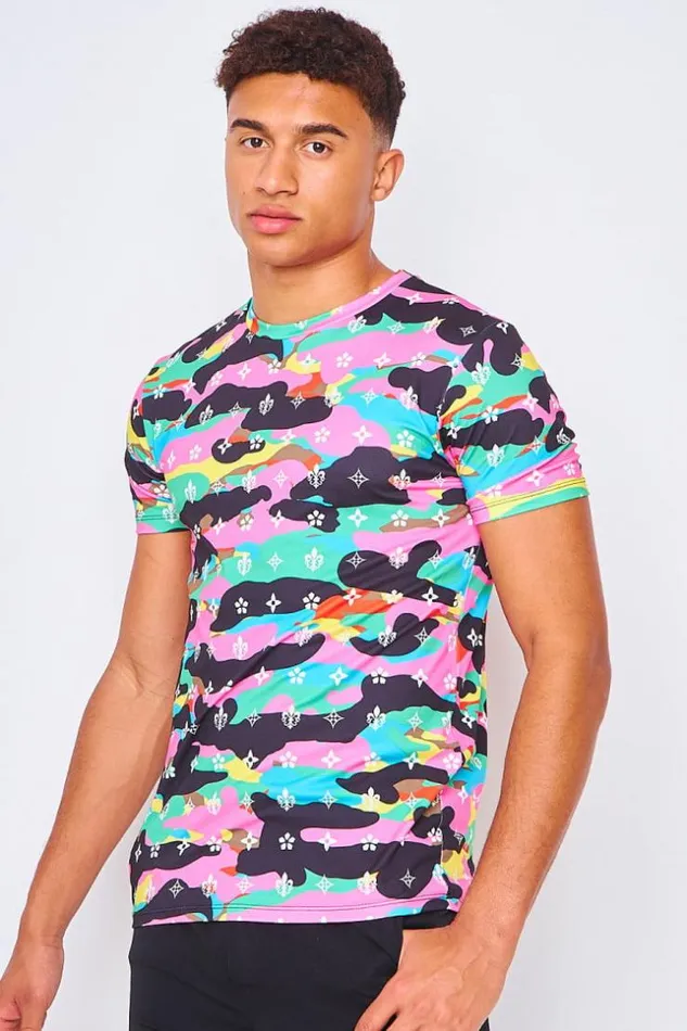 Men TShirt In Multicoloured Monogram Print Black Brentiny Paris TShirts Men TShirt In Multicoloured Monogram Print Black Brentiny Paris TShirts