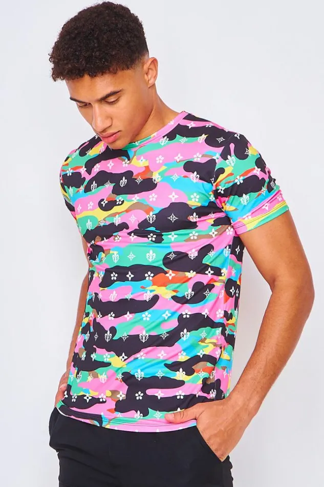 Men TShirt In Multicoloured Monogram Print Black Brentiny Paris TShirts Men TShirt In Multicoloured Monogram Print Black Brentiny Paris TShirts