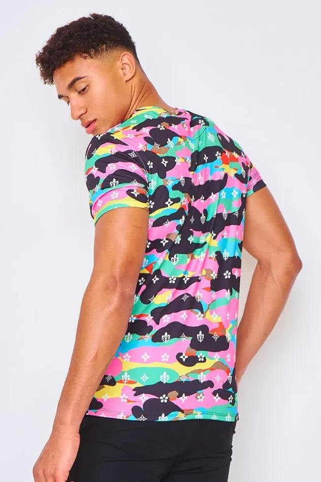Men TShirt In Multicoloured Monogram Print Black Brentiny Paris TShirts Men TShirt In Multicoloured Monogram Print Black Brentiny Paris TShirts