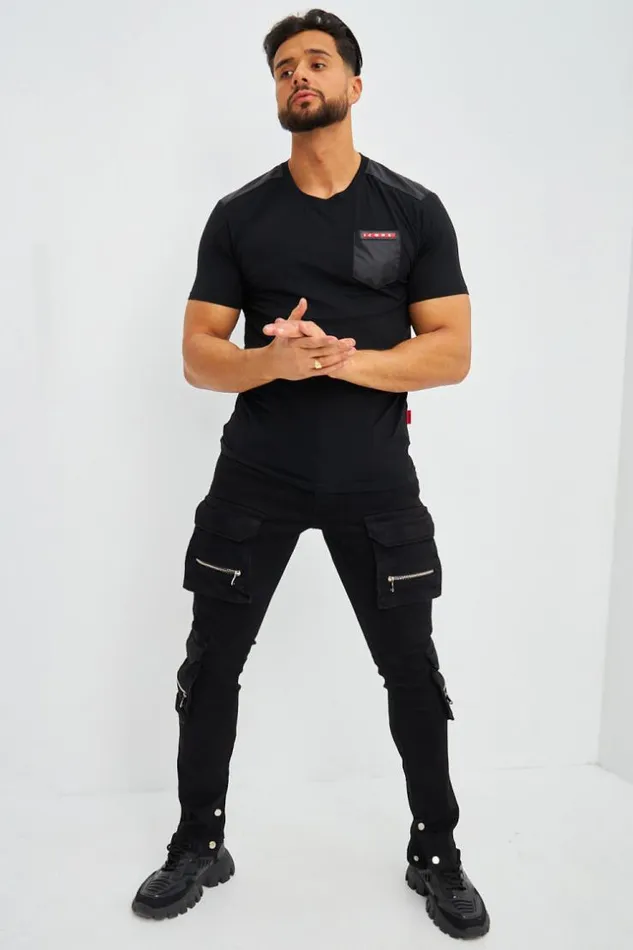 Men TShirt Noir Patch Icon 2 Rouge Black Brentiny Paris TShirts