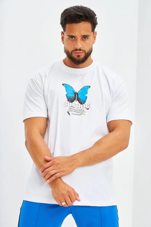 Men TShirt Oversize Floqu Suicide Blanc White Brentiny Paris TShirts