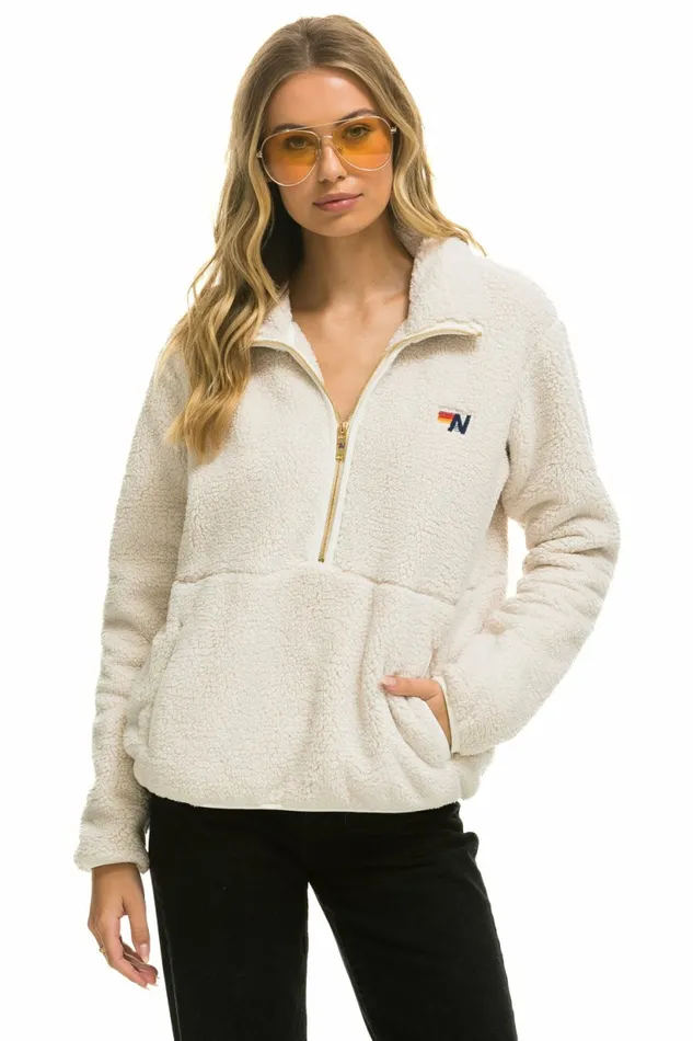 Men TEDDY UNISEX HALF ZIP JACKET 8211 VINTAGE WHITE Aviator Nation Outerwear
