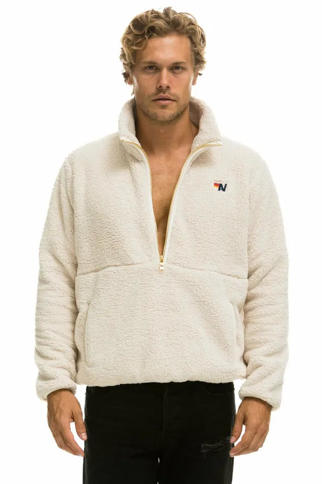 Men TEDDY UNISEX HALF ZIP JACKET 8211 VINTAGE WHITE Aviator Nation Outerwear Men TEDDY UNISEX HALF ZIP JACKET 8211 VINTAGE WHITE Aviator Nation Outerwear