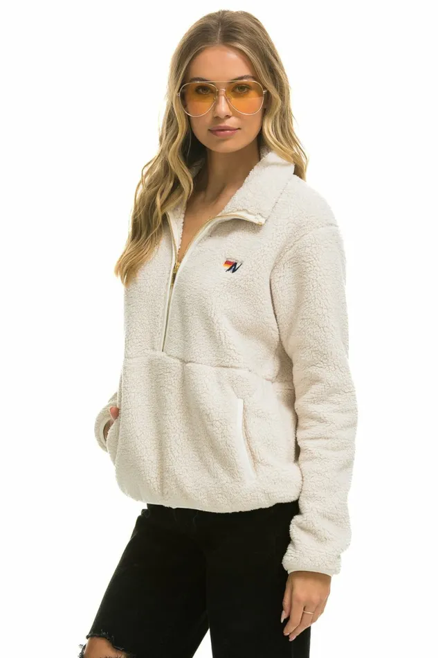 Men TEDDY UNISEX HALF ZIP JACKET 8211 VINTAGE WHITE Aviator Nation Outerwear Men TEDDY UNISEX HALF ZIP JACKET 8211 VINTAGE WHITE Aviator Nation Outerwear