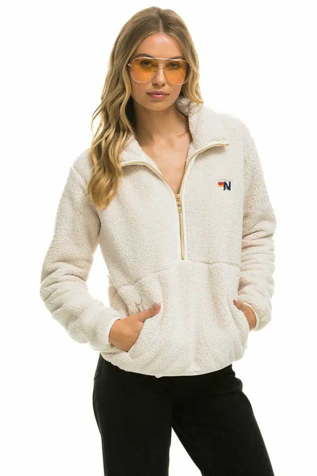 Men TEDDY UNISEX HALF ZIP JACKET 8211 VINTAGE WHITE Aviator Nation Outerwear Men TEDDY UNISEX HALF ZIP JACKET 8211 VINTAGE WHITE Aviator Nation Outerwear